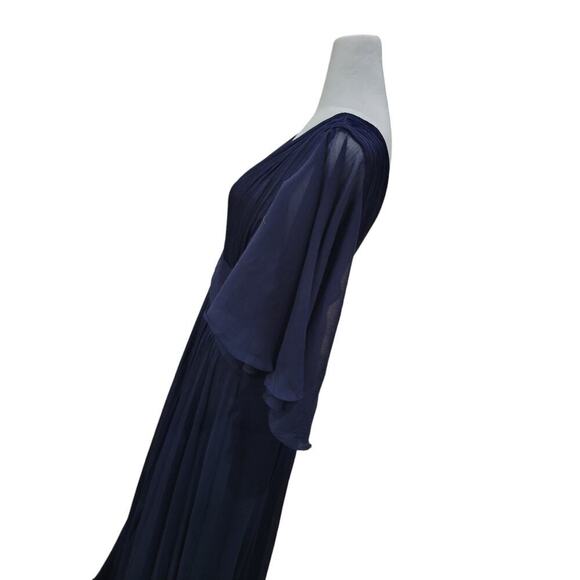 ASOS Bridesmaid Maxi Dress 8  Ruched Bodice Wrap Waist Flutter Sleeve Drape - Picture 7 of 16